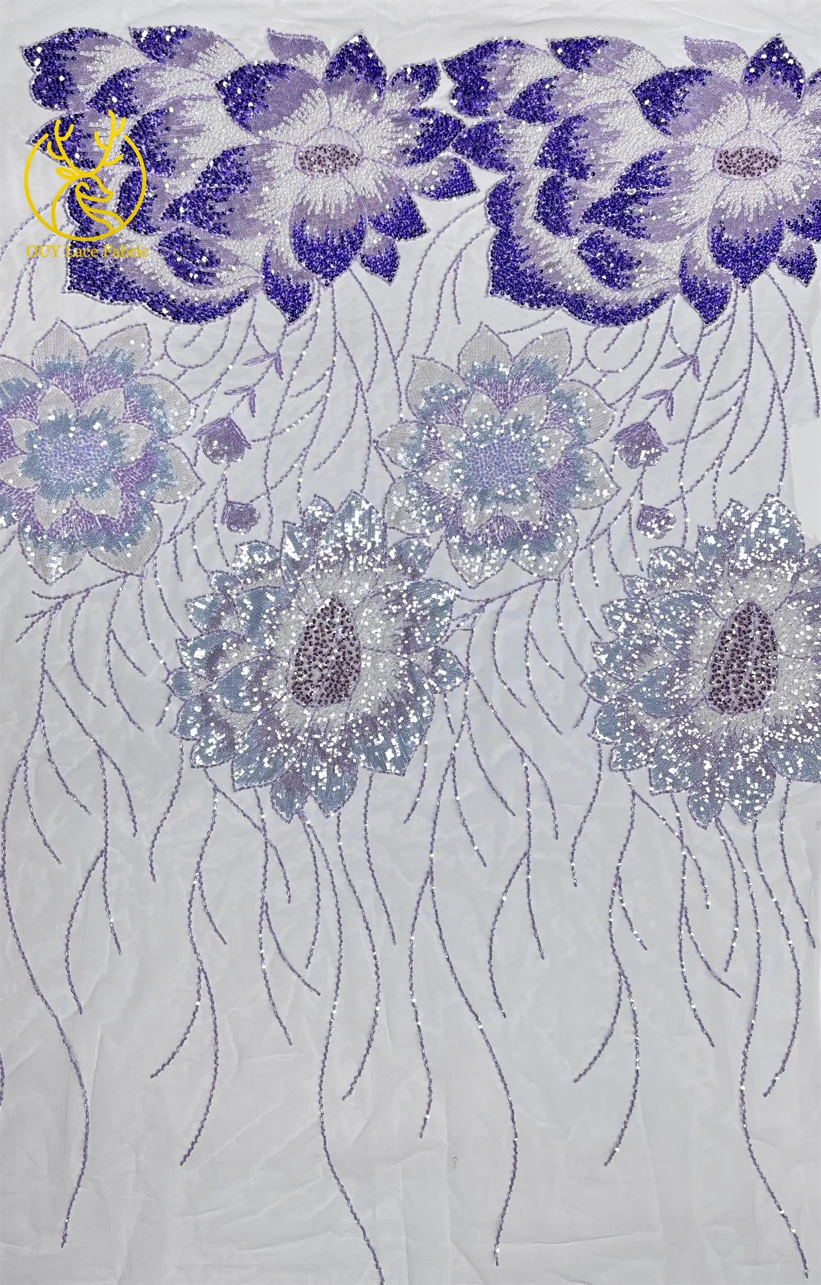 2026 Afrikanischer Bräutigam Bestickter Perlen-Spitzenstoff Modisches Design Französische Pailletten-Spitze Brautkleid Nähmaterial 5 Yards – Detail 10