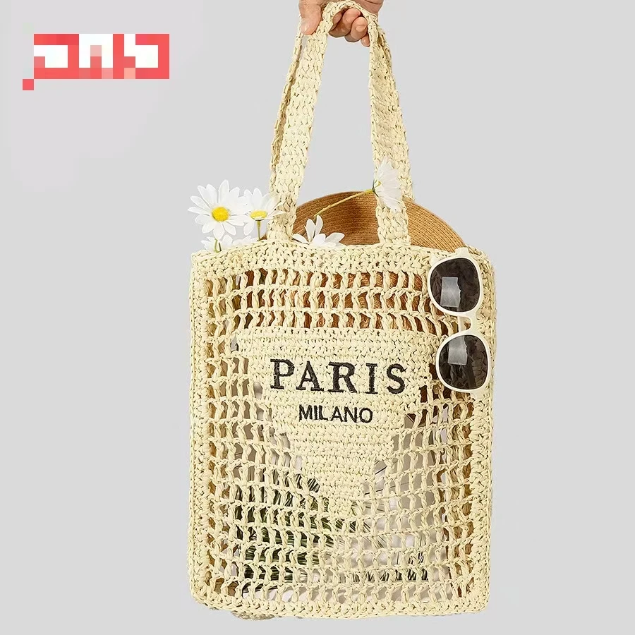 Luxurious Retro Niche Designer Embroidered Letter Woven Bag Summer New Hollow Mesh Bag High-end Fashion Shoulder Bag Handbag