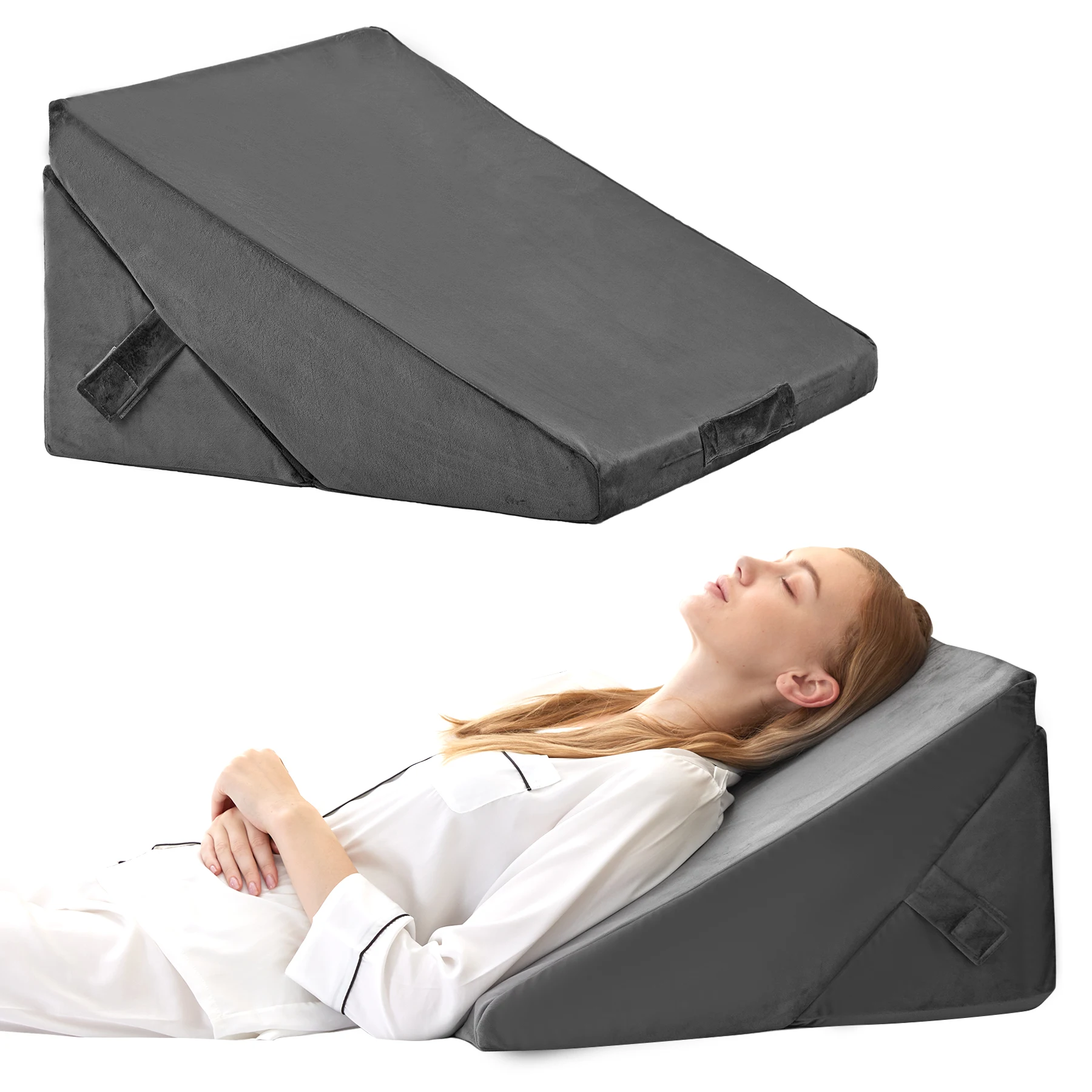 

2pcs bed wedge pillow set, foam wedge pillow for postoperative back, leg and knee support, adjustable 9&12 inch high