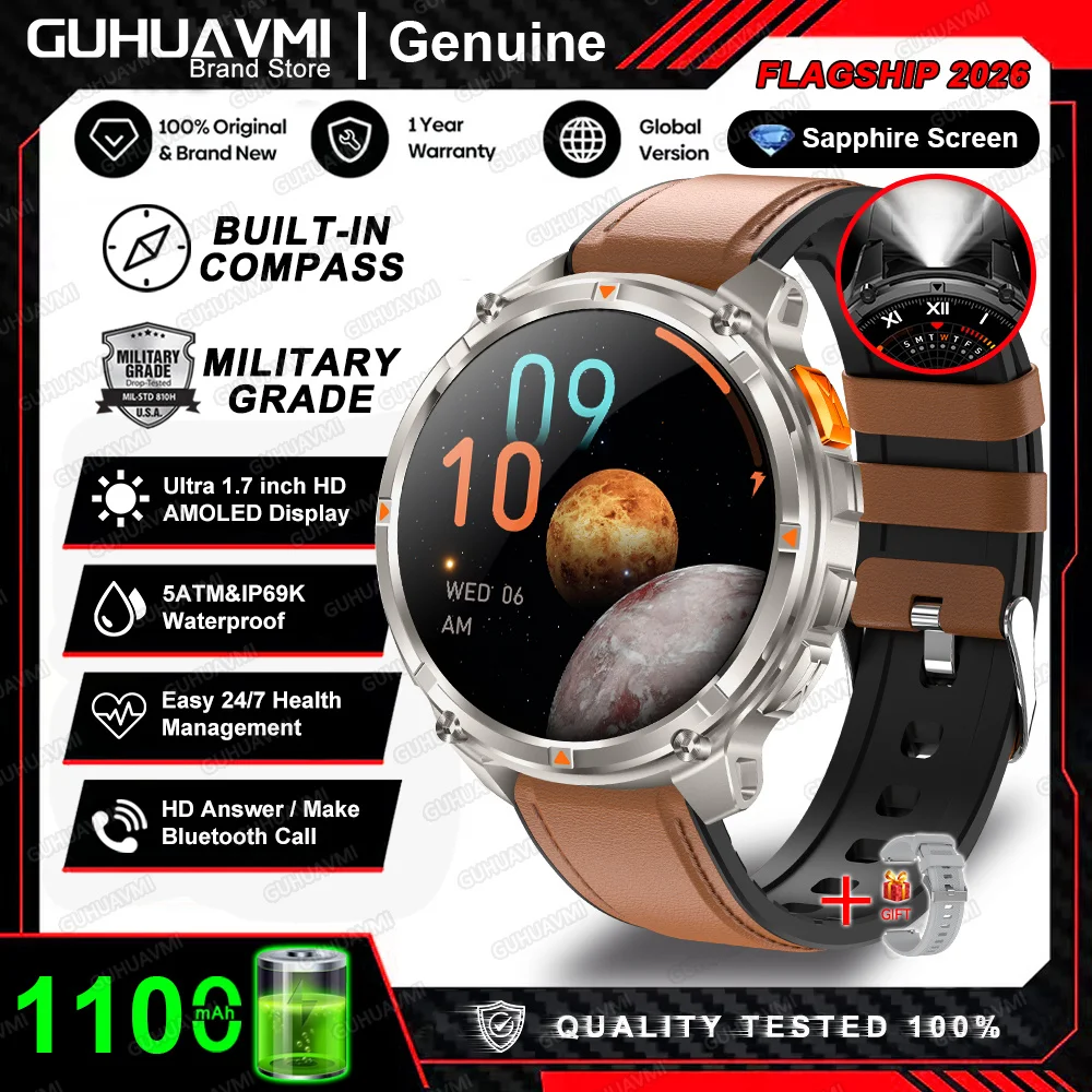 2026 Nieuwe T-Rex3 Pro 1100mAh Batterij Smart Watch GPS-pad 5ATM Waterdicht Sport Run tracker Buiten Kompas Militaire Smartwatch