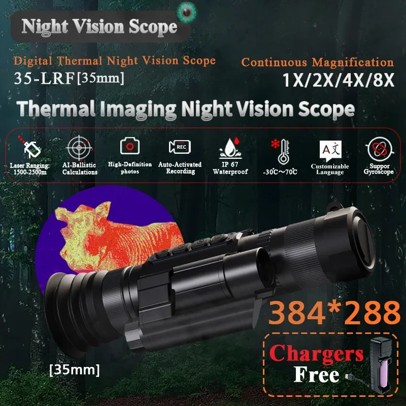 

OEM 384*288 thermal night vision googles imaging camera scope for hunting handheld monocular Vanadium Oxide Uncooled Sensor