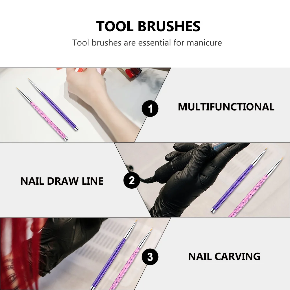 3 stuks Nail Art Liner Brushes Mini Schilderpen Lichtgewicht Comfortabel voor thuis Professionele manicure Nagellak Tekening