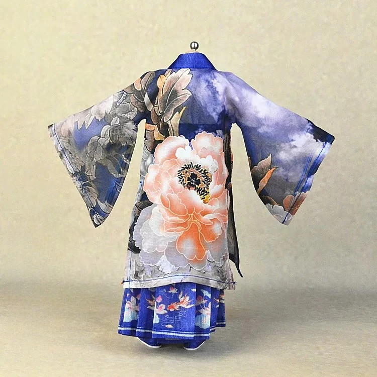 Maßstab 1:6, Tang-Dynastie, chinesischer Stil, Hanfu-Kostüm mit weiten Ärmeln, Pferdegesichtsrock-Set, passend für 12-Zoll-BJD-Actionfiguren-Körper – Detail 10