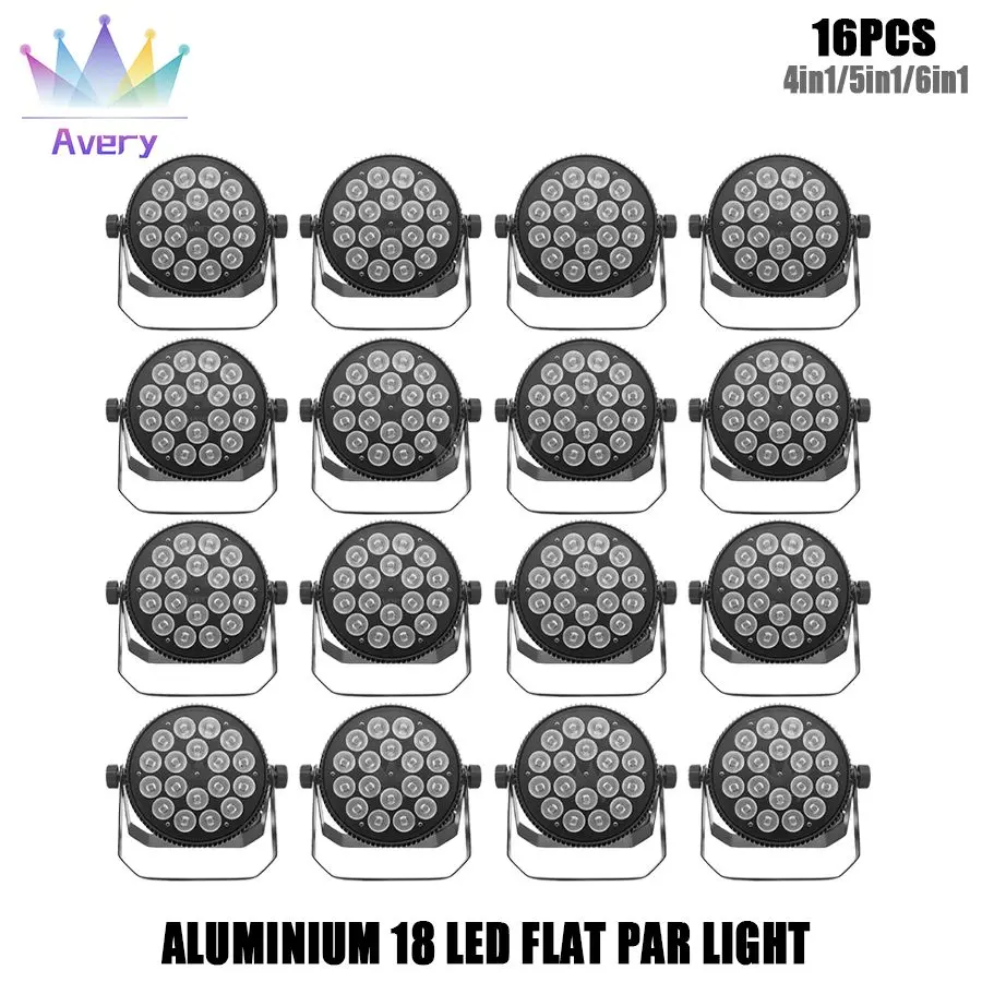 No Tax 16Pcs Aluminum Alloy DMX Flat Par Light 18x18w/18x12w RGBW 5in1/6in1/4in1 Lighting Equipment Stage Led Par Led Light