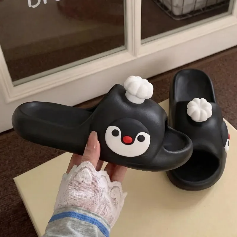 Women Cartoon Slippers EVA Slides Platform Thick Sole Non Slip Cute Penguin Bathroom Shower Indoor Outdoor Summer Sandals Shoes