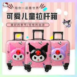 Anime Sanrios 18 Inch Children Trolley Case Kuromi Hello Kitty Kawaii Cartoon Girl Boys Travel Silent Universal Wheel Suitcase