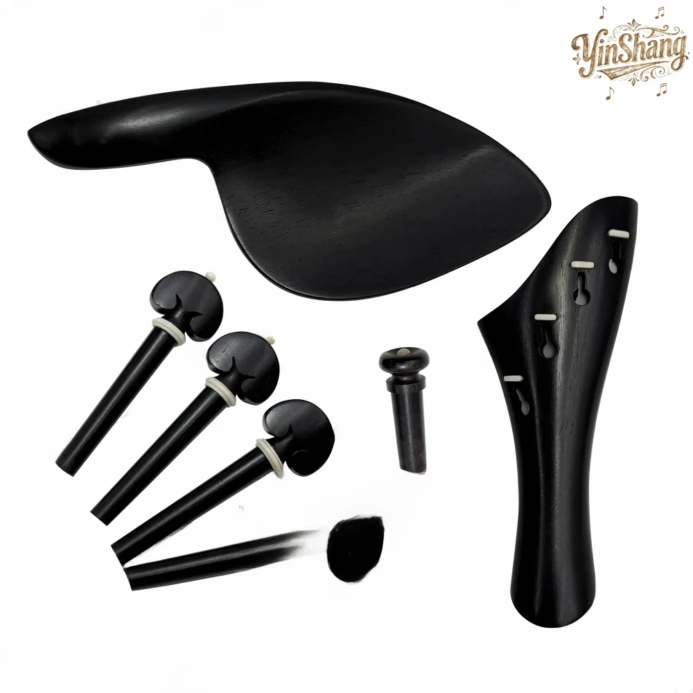 

4/4 Full Size Solid Wood Violin Accessories - Tailpiece Chinrest Pegs Endpin Fiddle Parts 2025 New Model