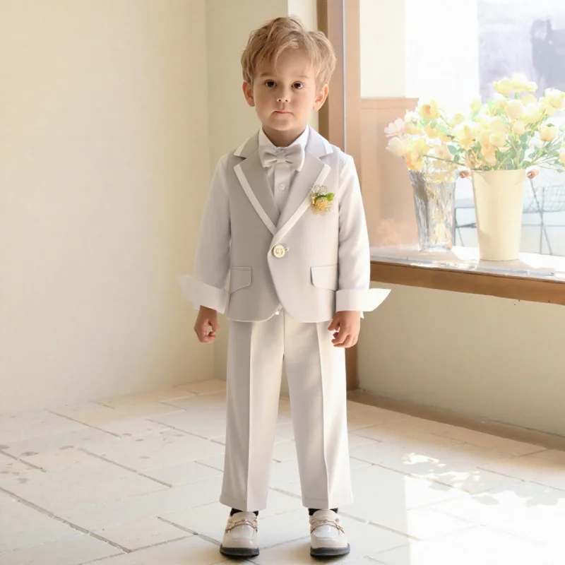Boys Summer Spring Vest Suit Set Little Kids 1Year's Birthday Photography Outfit Children's Wedding Party Performance Costume