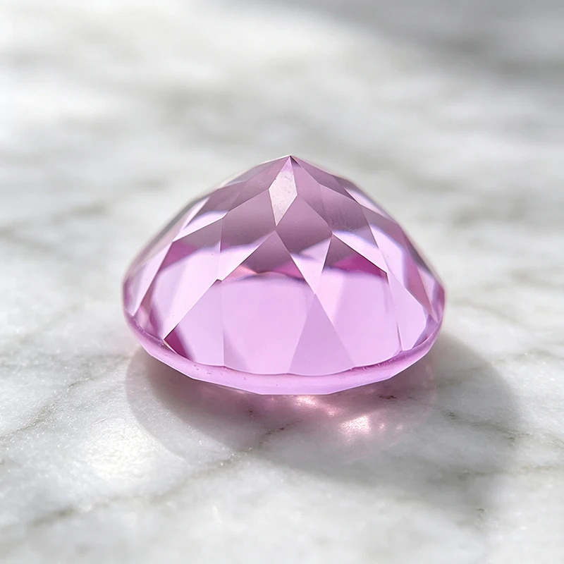 Laborgezüchteter Saphir in runder Form, rosa Farbe, Edelstein-Anhänger für DIY-Ringe, Halsketten, Ohrringe, Herstellungsmaterialien, wählbar mit Zertifikat – Detail 2