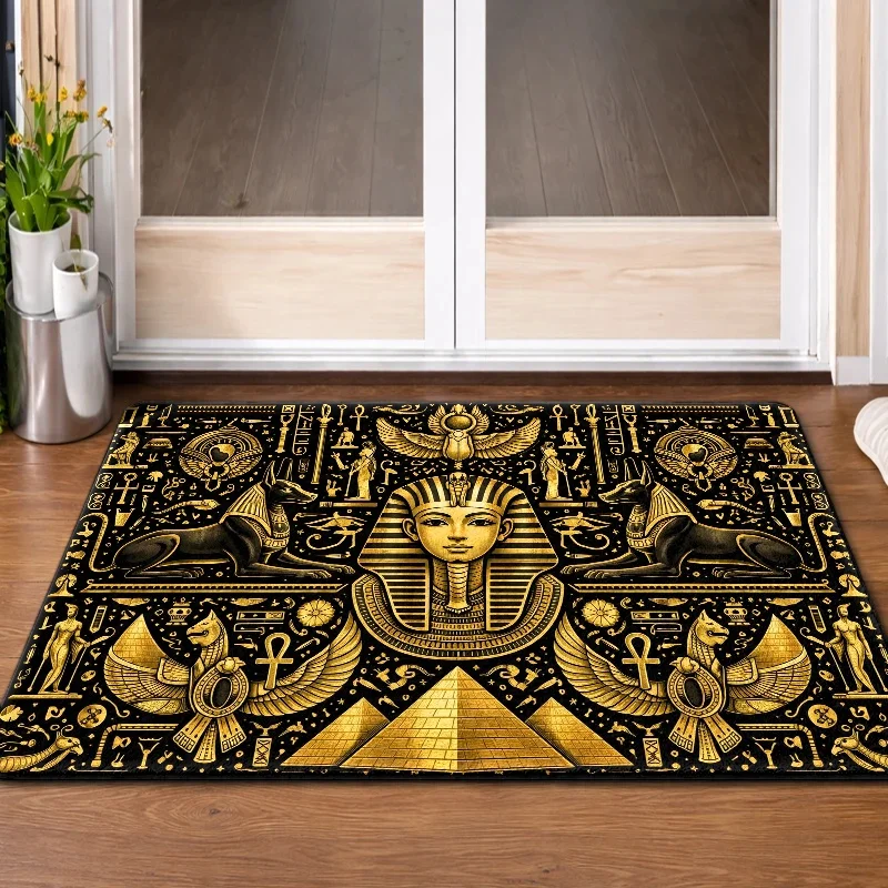 Egyptian‑Pharaoh‑Mysterious‑Totem Print Welcome Doormat, Washable Indoor Outdoor Floor Mat for Living Room, Bedroom, Office