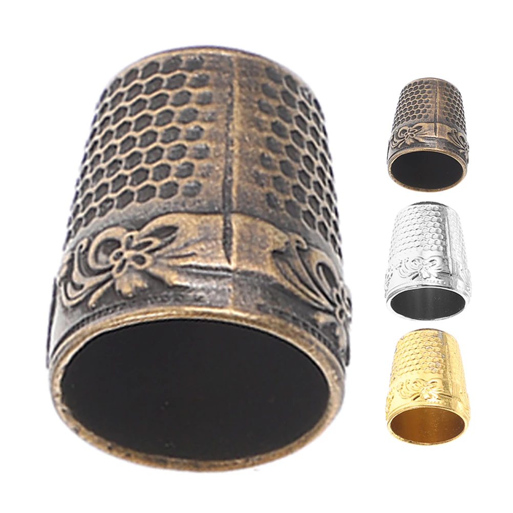 

4pcs Sewing Vintage Thimble Finger Protector Brass Finger Protector for Hand Embroidery Crochet Guard Metal Pin Cushion