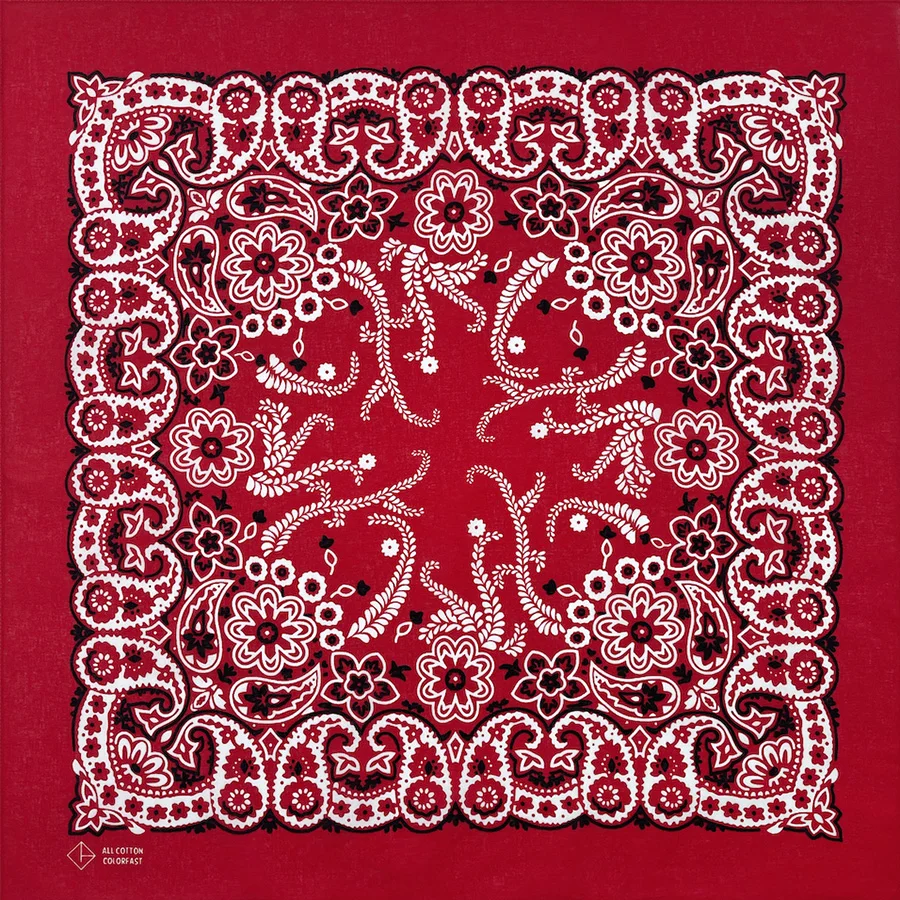 New Design High Quality Hip Hop Amoeba Cashew Cotton Square Bandana Scarf Headband Black Paisley Gifts For Men/Boys/Girls