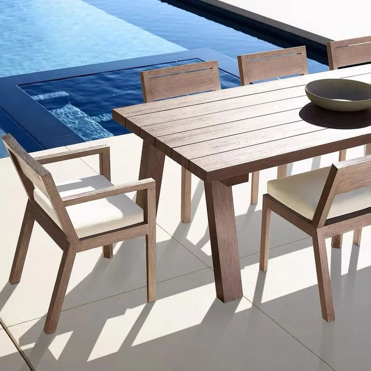 

Outdoor Restaurant Garden Chairs Living Room Villa Leisure Nordic Garden Chairs Table Wood Furniture Silla De Jardín MHHYY