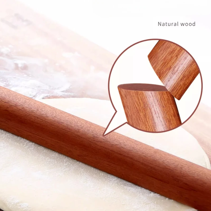 Solid Wood Rolling Pin Ebony Dough Roller Bakery Accessories Baking Tools Dumpling Skin Crust Special Extended Commercial