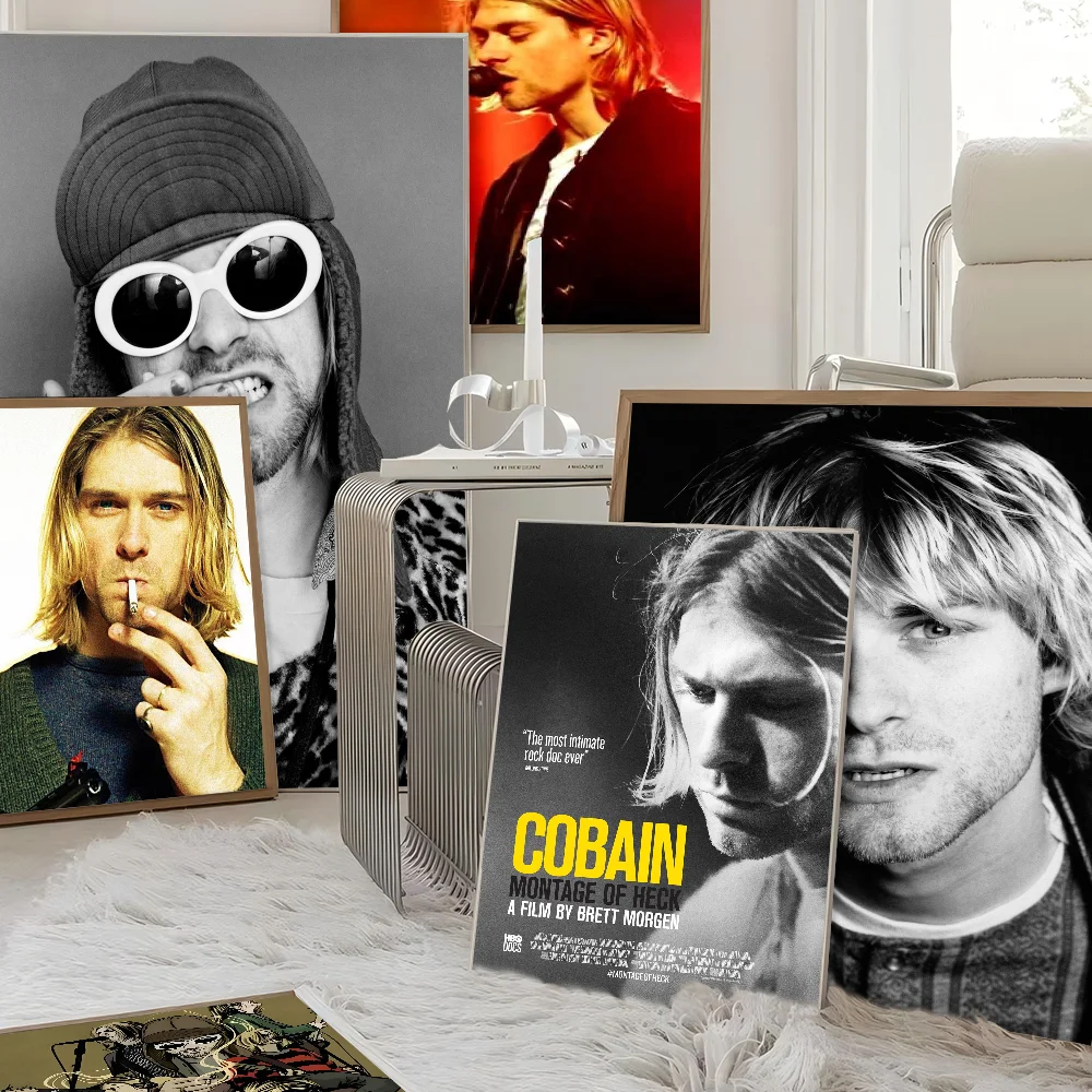 Singer Kurt Cobain DIY Sticky Poster Whitepaper Prints Posters Artwork Nordic Home Decor