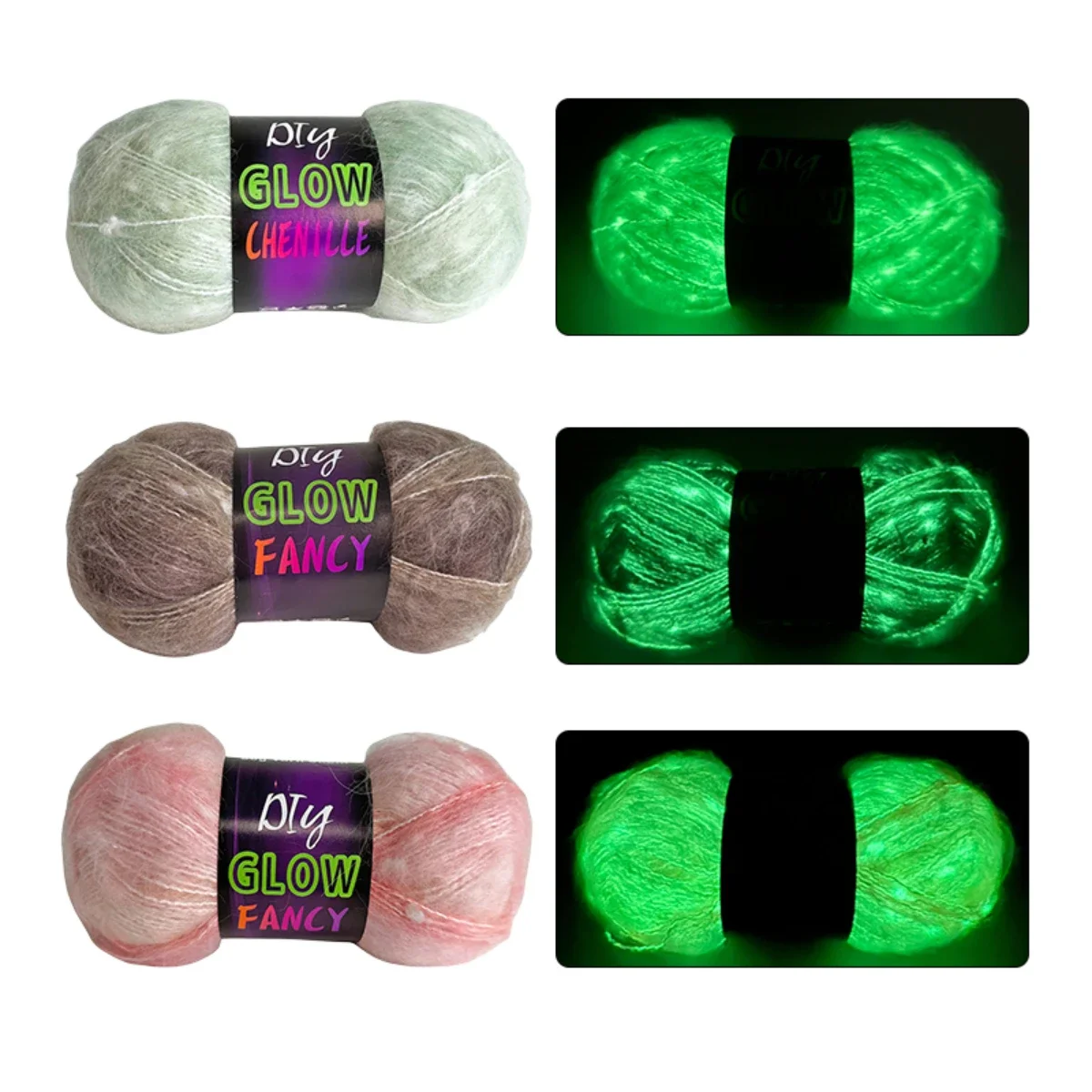 1pc 50g Glow in Dark Polyester Wool Luminous Knitting Yarn for Hand Knitted Cardigan Scarf Carpet Sweater Hat