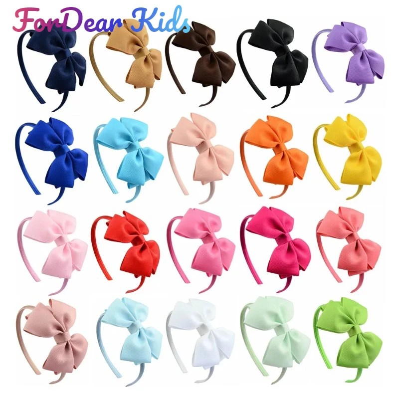 Hair Accessories Bow Hairband for Girls Handmade Solid Ribbon Headbands with Satin Hoops Kid‘s Daily Life Headwear