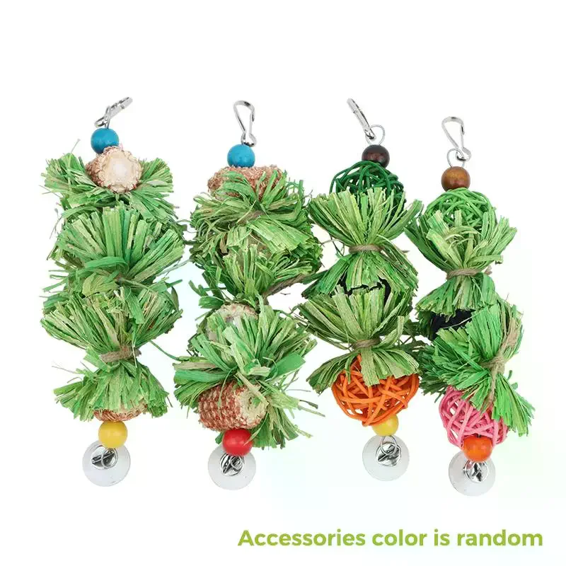 1/2Pcs Parrot Chew Toys Natural Corn Husk Ball Cob String For Cockatiel Lovebird Hanging Foraging Bird Toys