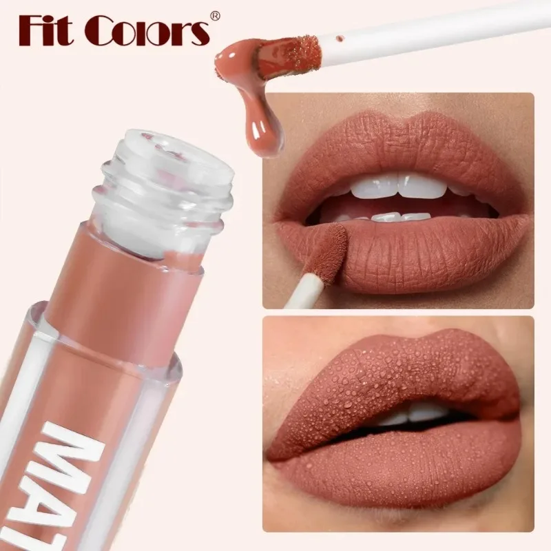 Lápiz labial mate de 6 colores, resistente al agua, textura de terciopelo, brillo de labios líquido, estilo bohemio, marrón tierra, taza antiadherente duradera, maquillaje de labios
