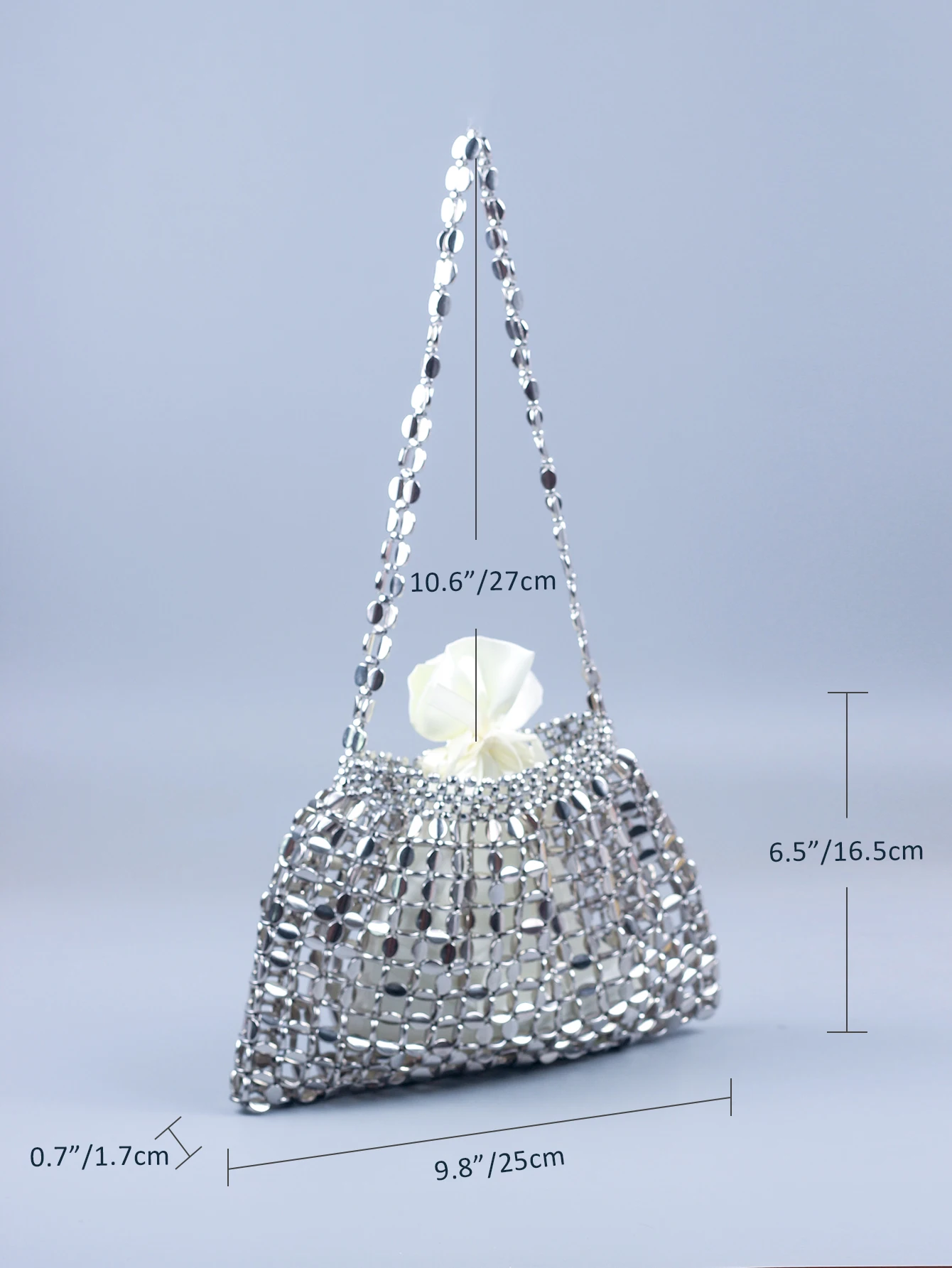 Handmade silver gold flat bead beaded woven large-sized dumplings, fashionable and trendy one shoulder portable beaded bag