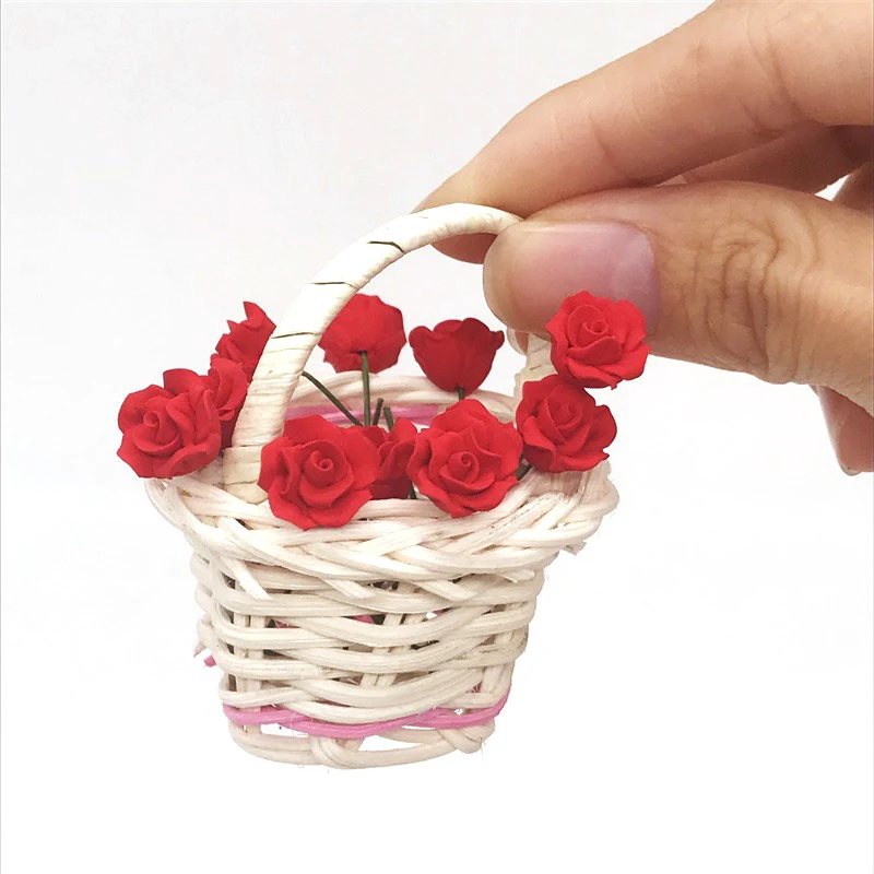 Hot Sale 1Pc Mini Red Rose Simulation Flower Model Toy for Doll House  Dollhouse Miniature Accessories Decoration