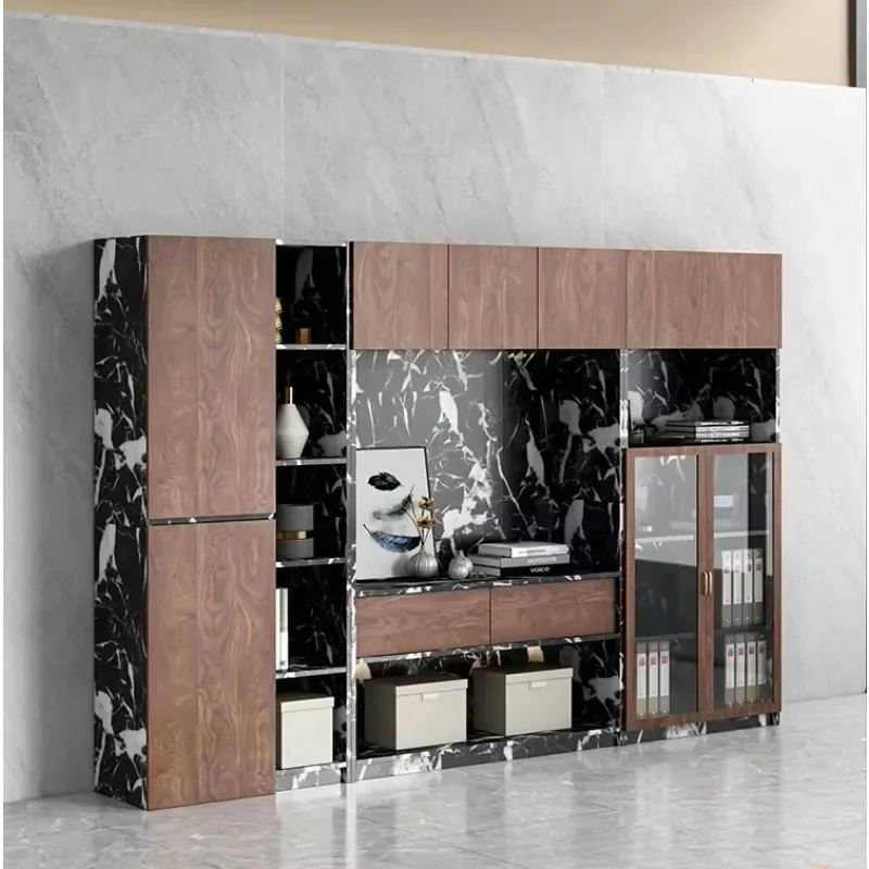 Solid Wood Locker Office Boss File Against The Wall Floor-to-ceiling Display Cabinetn29