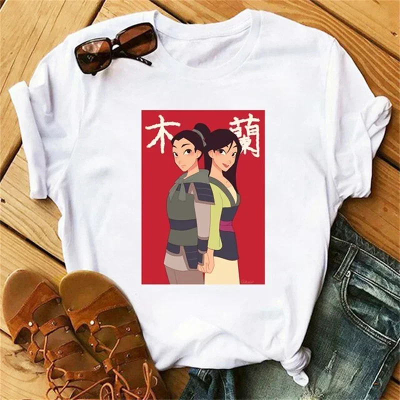 Cute Disney Cartoon Mulan Princess Graphic Printed Children T-shirt Summer Fashion Cotton Top Kid Girl Clothing Casual Baby Tee