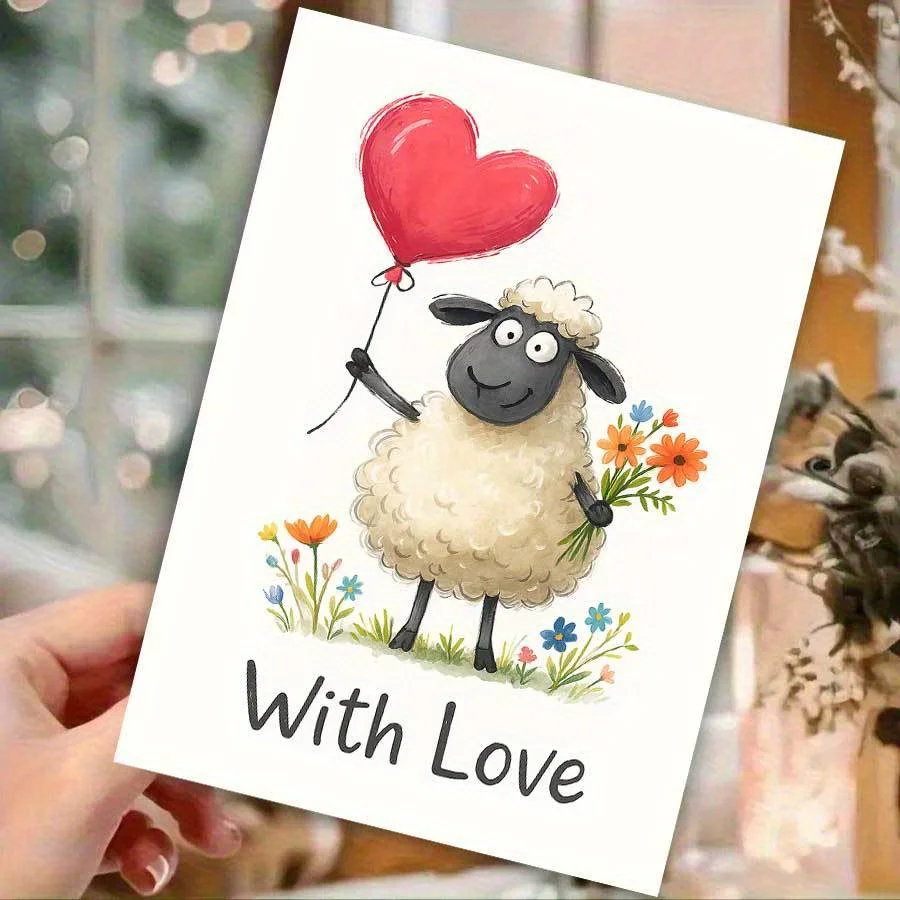 A Charming Sheep-Themed Greeting Card Ideal for Conveying Heartfelt Messages to Friends, Family, Or a Loved One on
