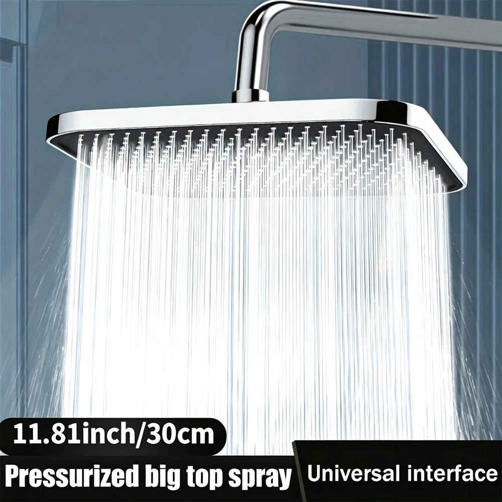 High-End Rainforest Style Square Overhead Shower Head Premium Waterfall Bathing Experience Full Body Coverage