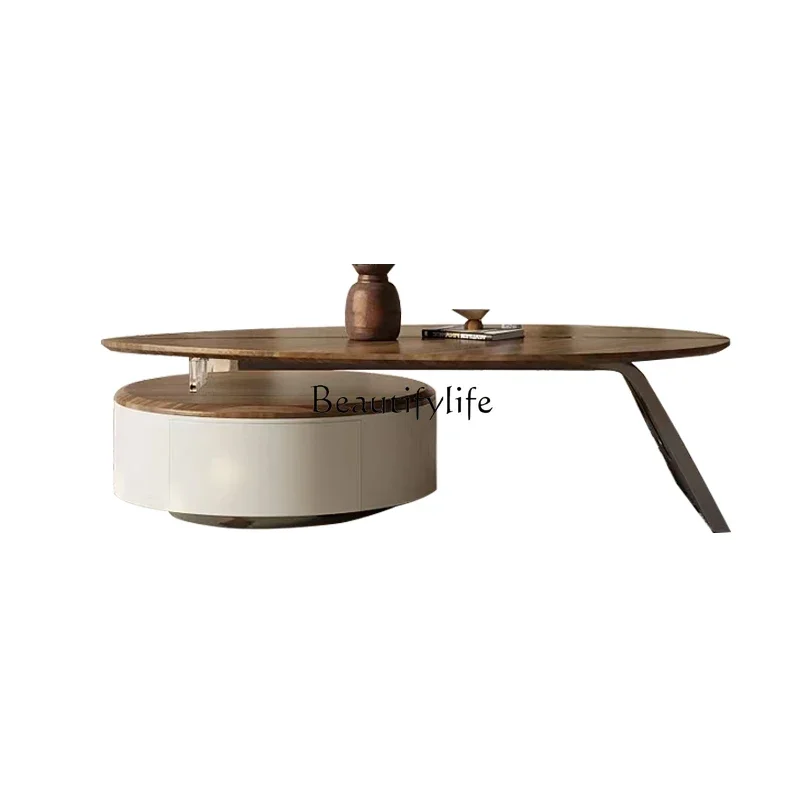 Walnut special-shaped leaves light luxury coffee table villa high-end small apartment living room home coffee table