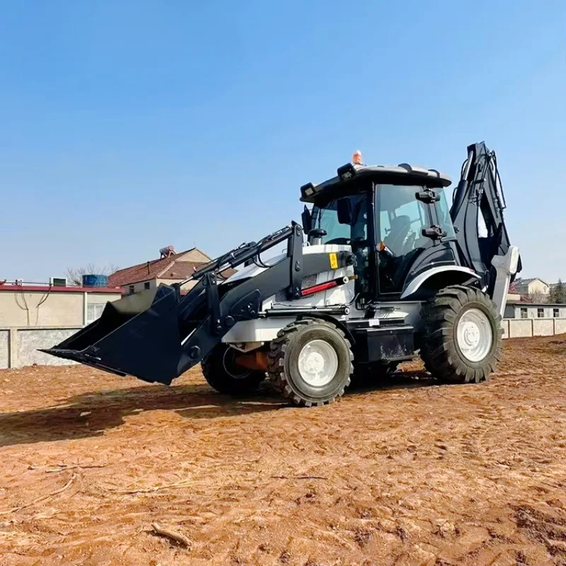 Desain baru Cina Backhoe Loader 2.5ton 2 in 1 menggali dan Memuat mesin daya ganda Backhoe Loader dengan Grapple rumput