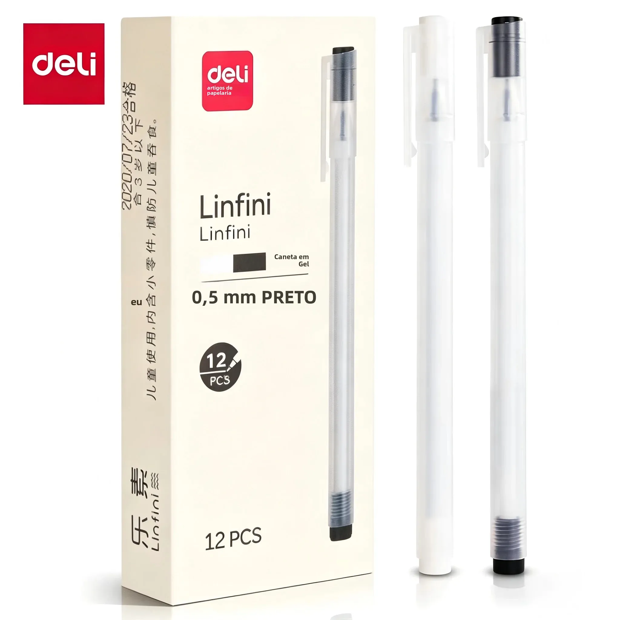 caneta-gel-lesu-a117-05mm-com-ponta-de-agulha-transparente-caneta-de-Agua-preta-de-grande-capacidade-material-escolar-para-estudantes-12-unidades-caixa
