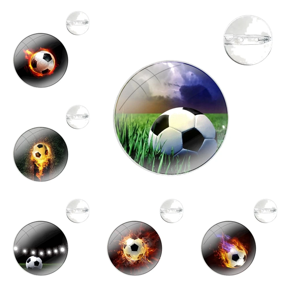 Pins Badge Metal Brooches For Clothes Backpack Decoration gift Fire Football Soccer Ball