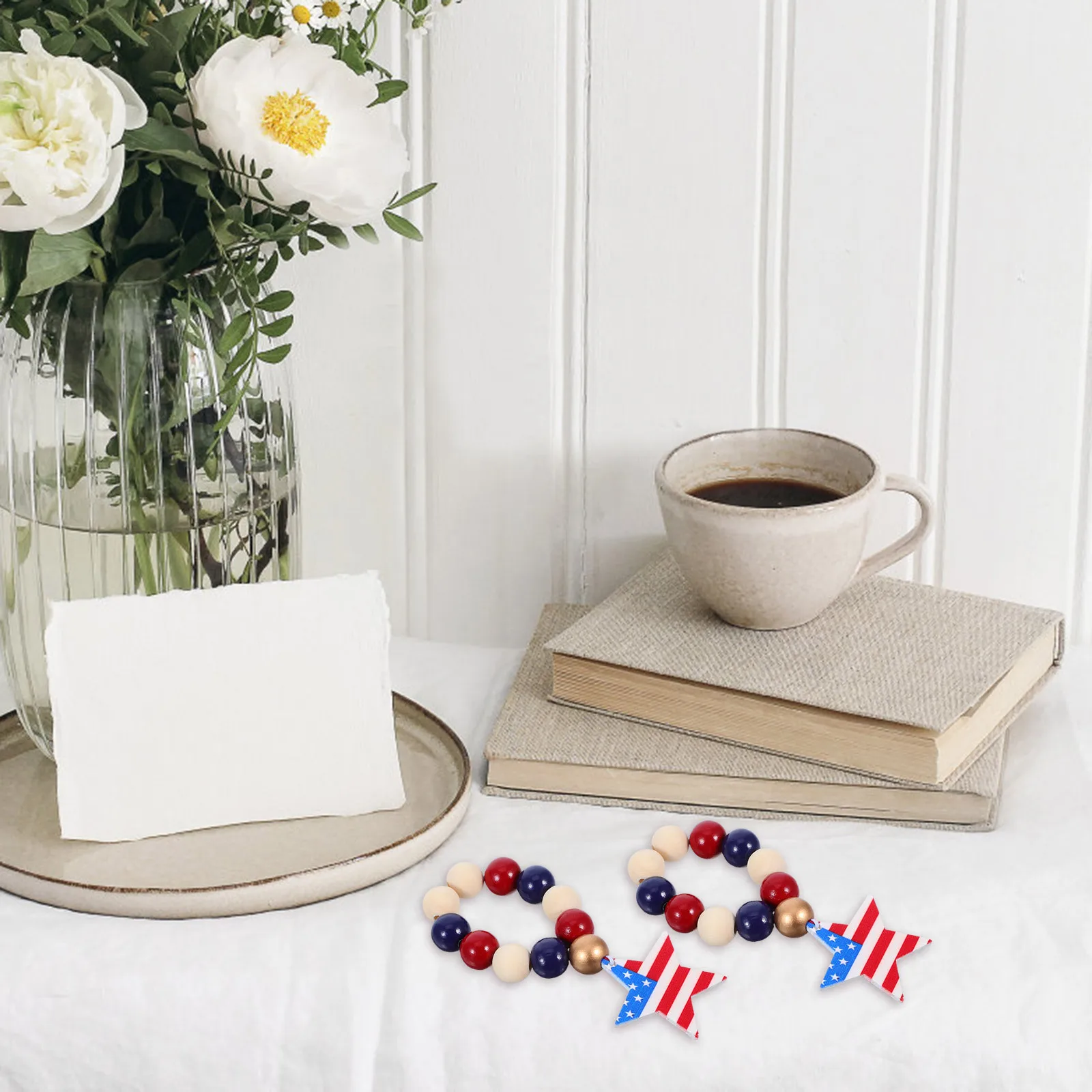 

2 шт., деревянные бусины, звезды, кольца для салфеток, деревенский фермерский дом, декор для сервировки стола, элегантный обеденный аксессуар, деревенский фермерский дом, кольца для салфеток