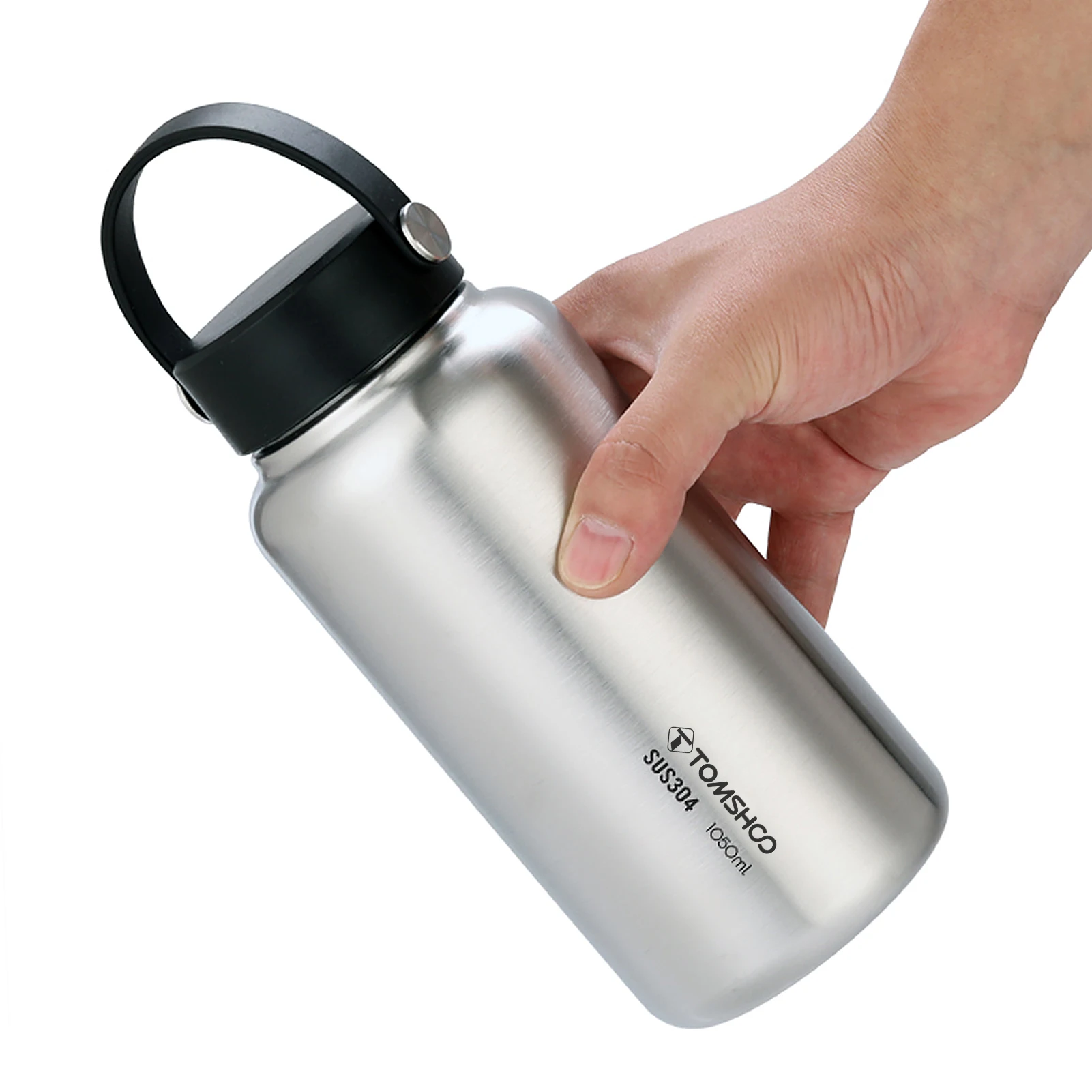 TOMSHOO 1050ml Stainless Steel Water Bottle Leak Proof Sports Bottle with 750ml Water Cup Coffee Mug for Outdoor Camping Hiking