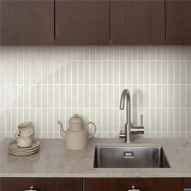 Waterproof 5-Sheet Removable Beige Tile Stickers-Peel& Stick Decals For Kitchen& Bathroom Floors