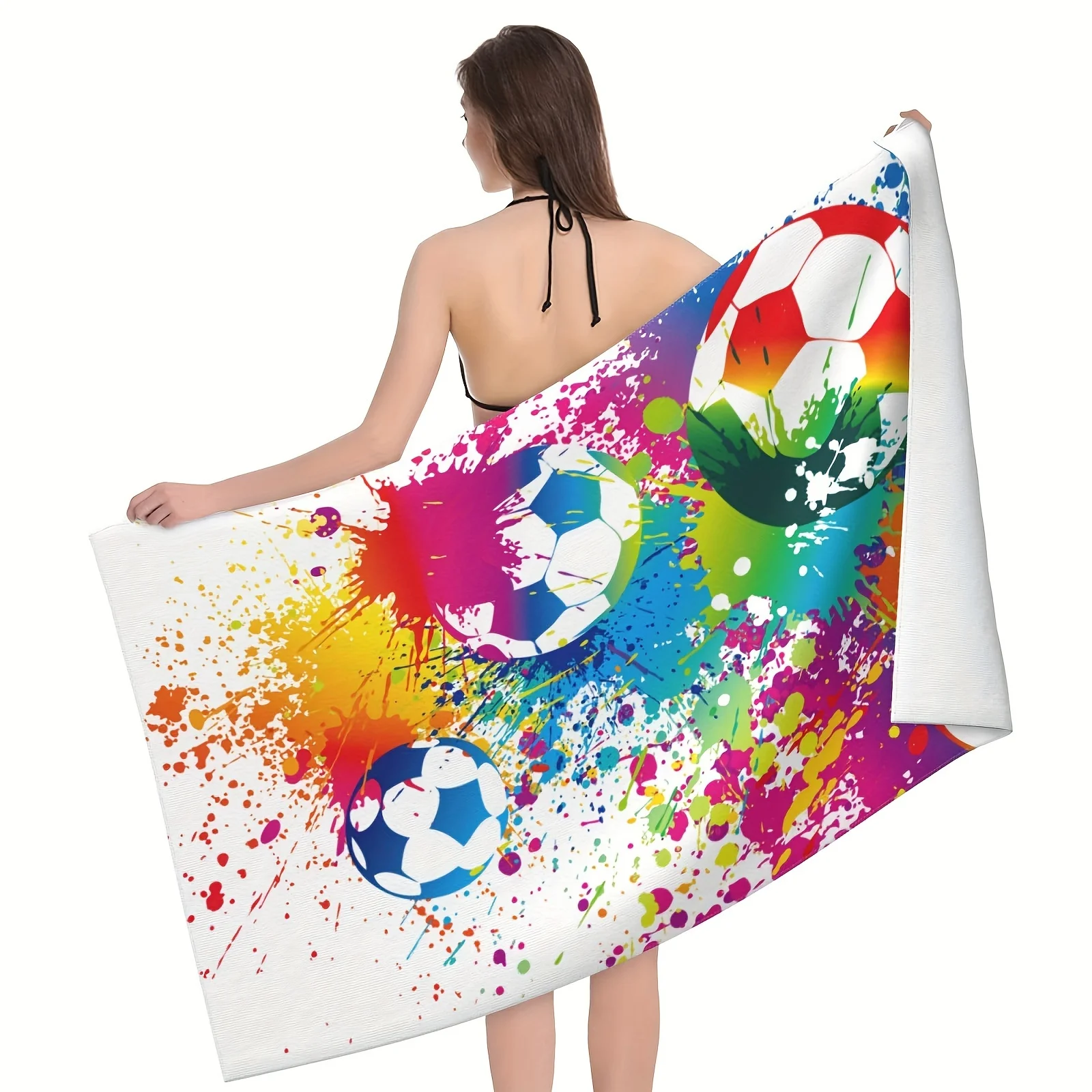 

1pc Football Pattern Camping Towel Summer Beach Towel Vacation Beach Accessories Quick Drying Travel Pool Yoga Camping Swimming