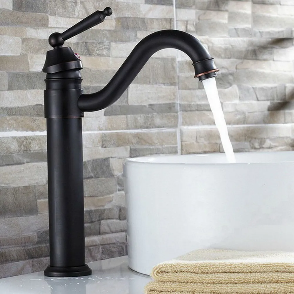 

Oil Rubbed Bronze Bathroom Basin Faucet Single Handle Swivel Spout Vessel Sink Mixer Tap Bnf213