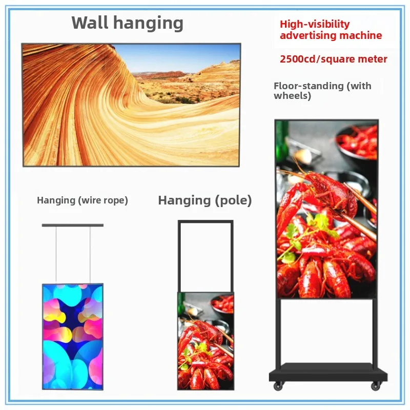 43/49/55 inch highlight window advertising machine electronic water sign poster screen hanging wall display