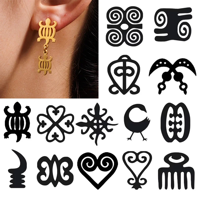

Nextvance Custom African Symbol Drop Earrings For Women Stainless Steel Personalized Adinkra Gye Nyame Ethnic Jewelry Gifts