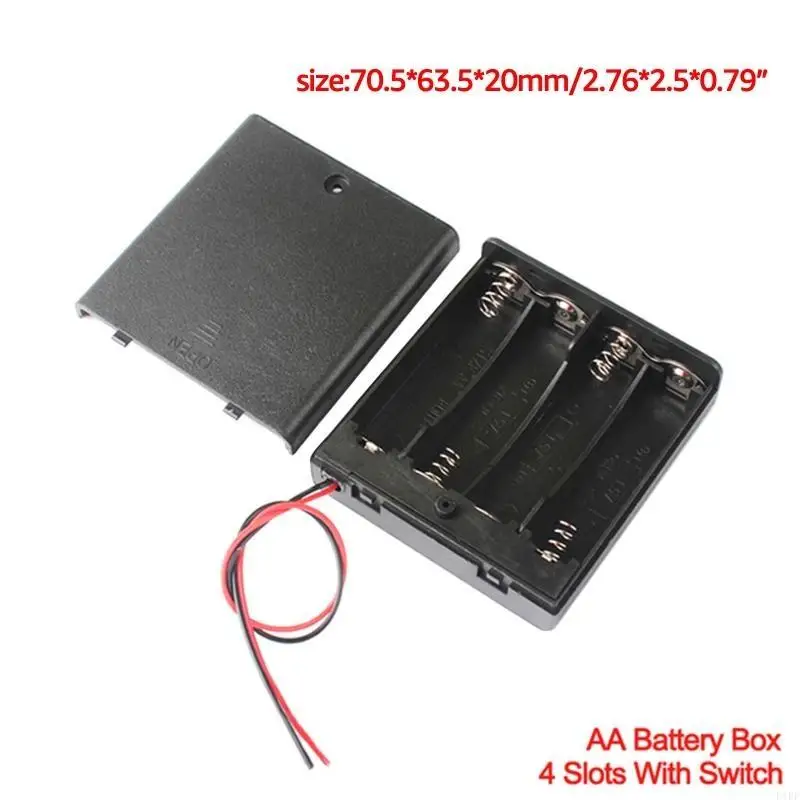 E1PF AA Battery Box with Switch Household Battery Storage for Case Containe