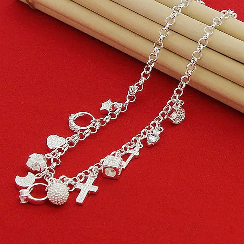 

925 Sterling Silver Necklace 45cm Wedding Women Noble Luxury Gorgeous Charms Fashion Lady Jewelry