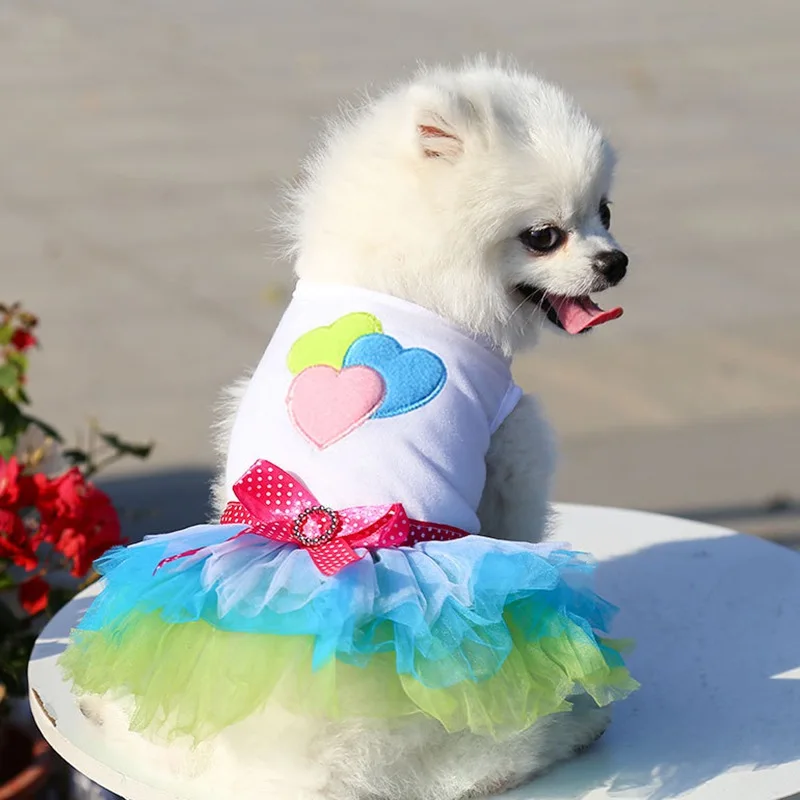 Cat Clothes Dog Wedding Dress Cotton Lace Floral Dress Large Bowknot Pet Dog Dress Summer Clothing For Small Medium Dog Supplies