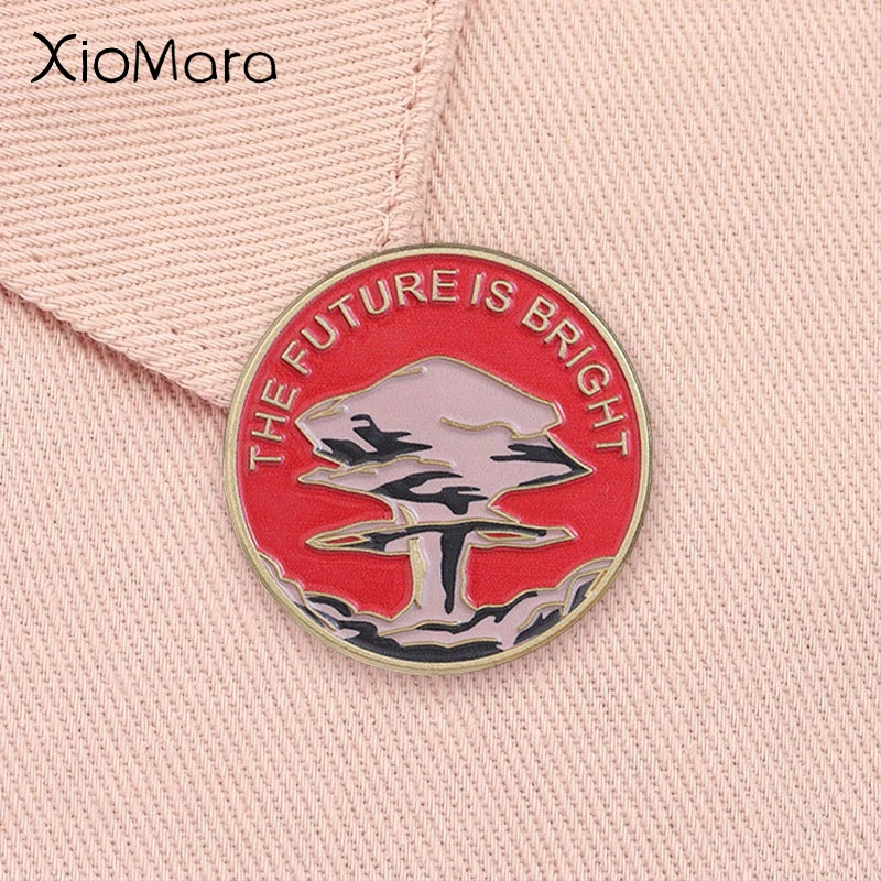 The Future Is Bright Badge Black Humor Nuclear Explosion Mushroom Cloud Enamel Pin Fashion Jewelry Accessories Gift for Friends