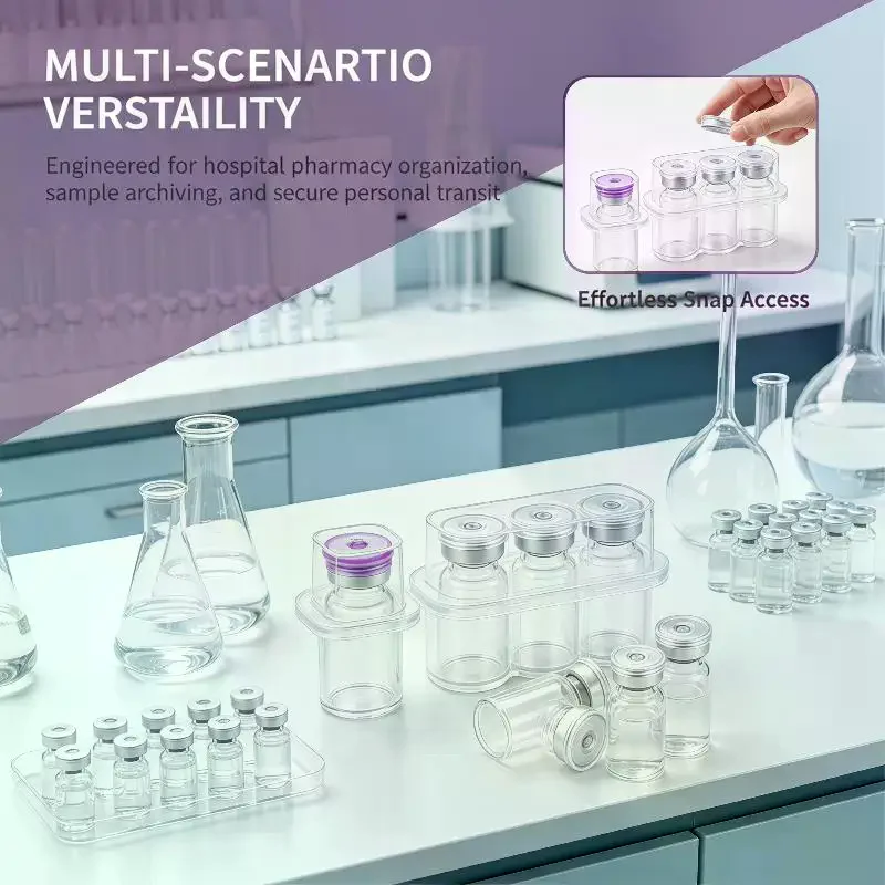 1/5/10 3mL small bottle storage box Mini transparent peptide storage box bottle stackable refrigerator storage box Laboratory