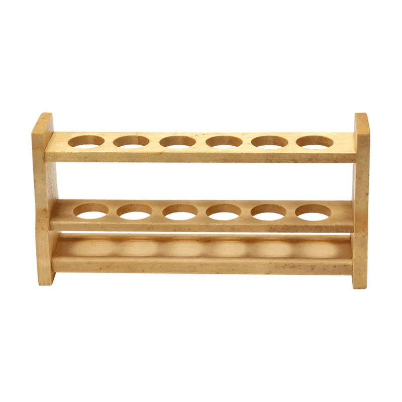 Lab Wooden Test Tube Rack Color Colorimetric Tube Rack 6 and 12 Holes 10ml 25ml 50ml 100ml