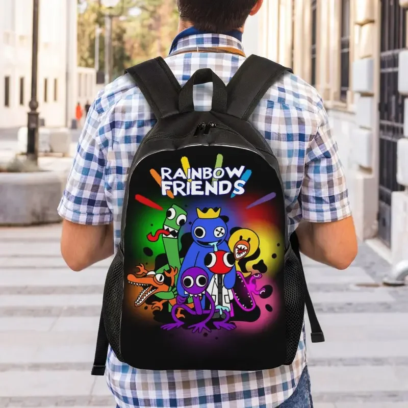 Mochilas con estampado 3D de arcoíris Friends para niños y niñas, mochilas de viaje para la escuela y la universidad, videojuegos, se adapta al ordenador portátil de 15 pulgadas