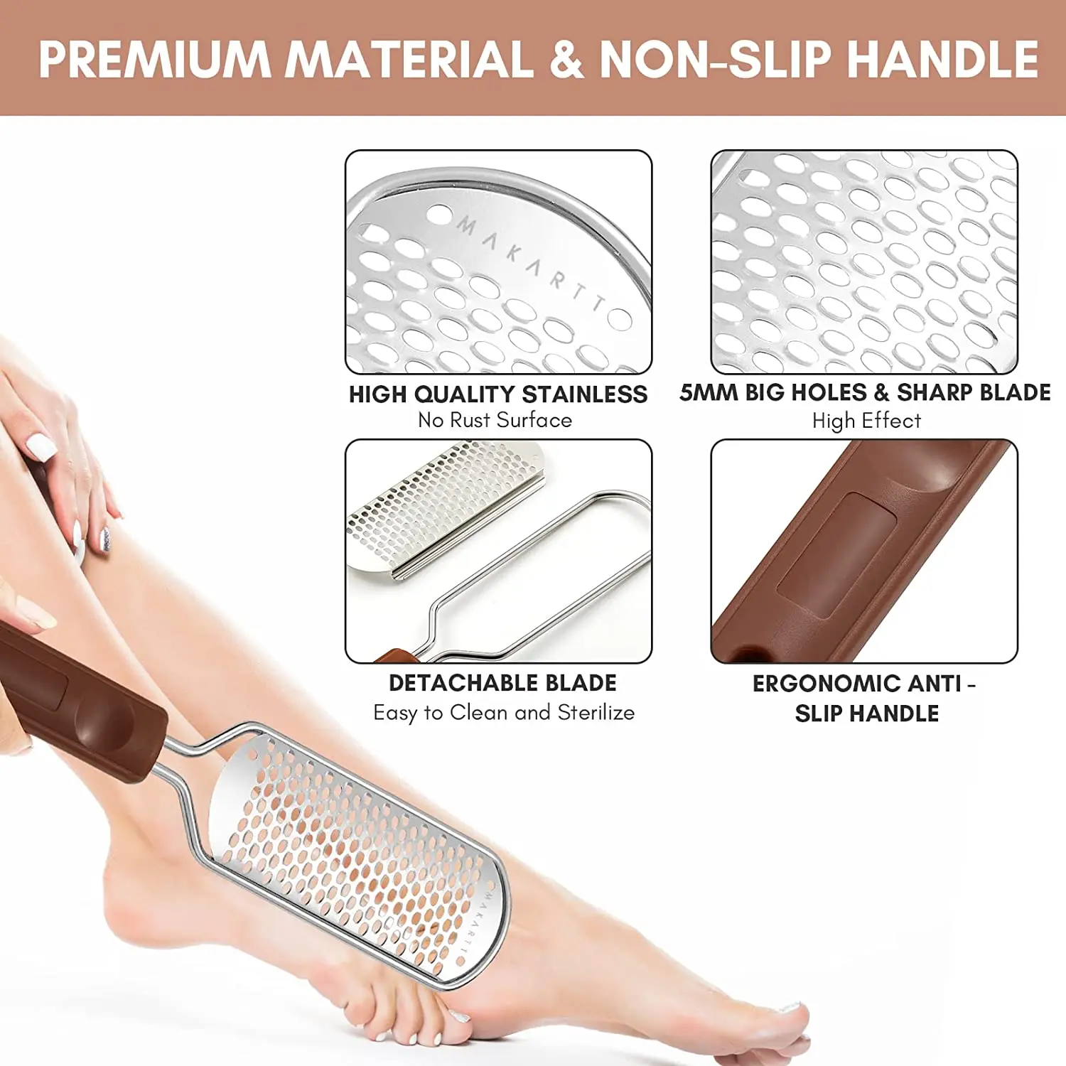 Foot File Foot Scrubber Pedicure - Callus Remover for Feet Professional Foot Grater Rasp Foot Scraper Corns Callous Removers Dry