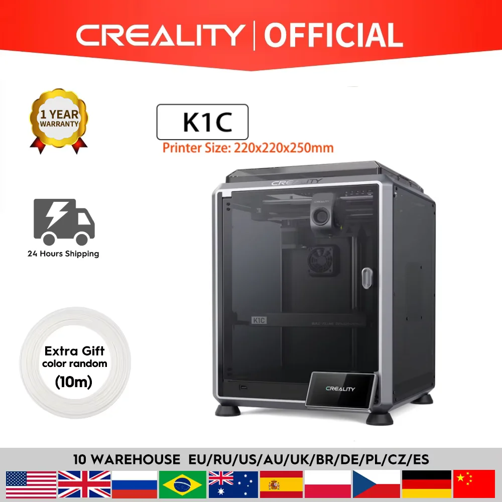 

3D-принтер Creality K1C Принтер 3D-принтер 600 мм/с Высокоскоростная печать Цельнометаллический экструдер Комплект автоматического выравнивания Стабильная кубическая рамка
