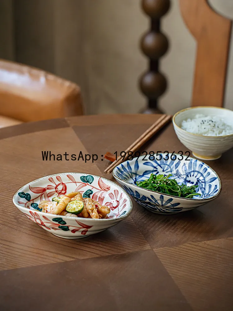 Special hand-painted shallow mouth bowl, special-shaped plate, appetizer bowl, ceramic cold dish dim sum bowl